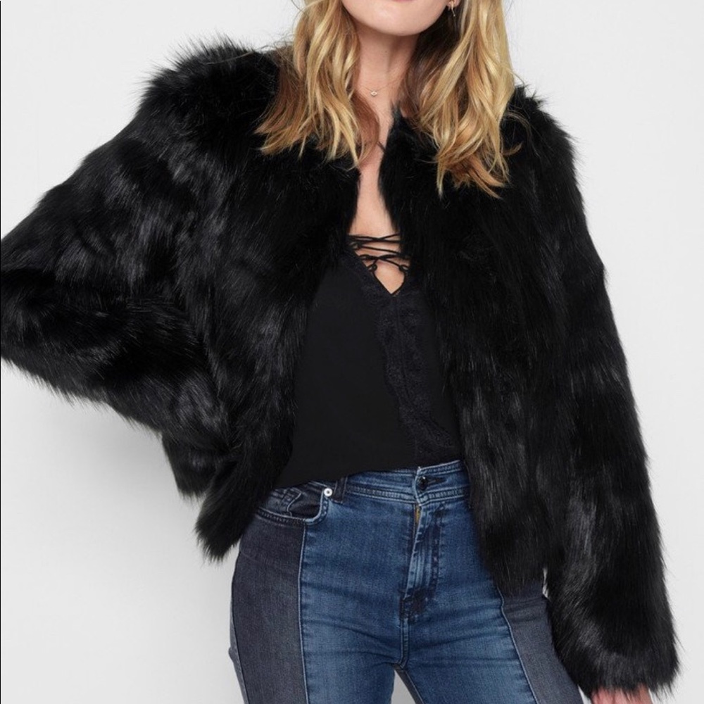 7 For All ManKind Faux Fur Coat ( Black, S)